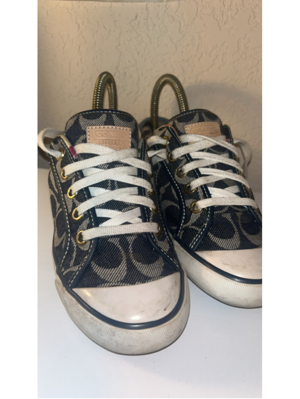 Women's Coach Barrett Sneakers Size 5.5 Blue and White Logo Canvas